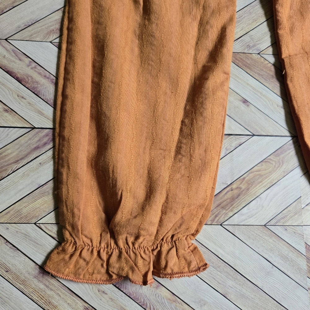 Boho Linen-Blend Paperbag Waist Joggers Ruffle Harem Pants Baby Boy Girl 12-18M - Picture 7 of 7